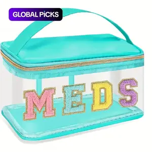 Waterproof Clear Travel Medicine Bag with Carry Handle, Portable Transparent Toiletry & Medical Organizer, Dustproof Lightweight Storage Pouch for Home Travel Camping Outdoor