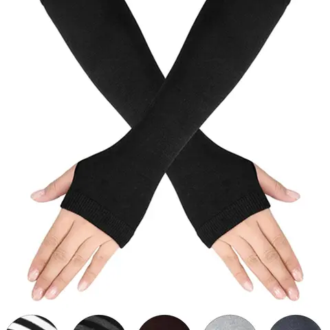 Women's Long Warm Knitted Fingerless Gloves, Men's Half-Mitten Multi-Color Options, Sporty Style, All Seasons, Slim-Fitting, Flexibility, Insulation, Thermal Insulated Gloves, Warming Gloves, Gloves for cold weather
