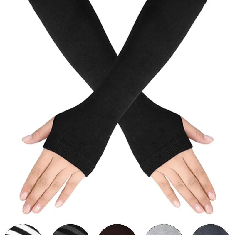 Women's Long Warm Knitted Fingerless Gloves, Men's Half-Mitten Multi-Color Options, Sporty Style, All Seasons, Slim-Fitting, Flexibility, Insulation, Thermal Insulated Gloves, Warming Gloves, Gloves for cold weather