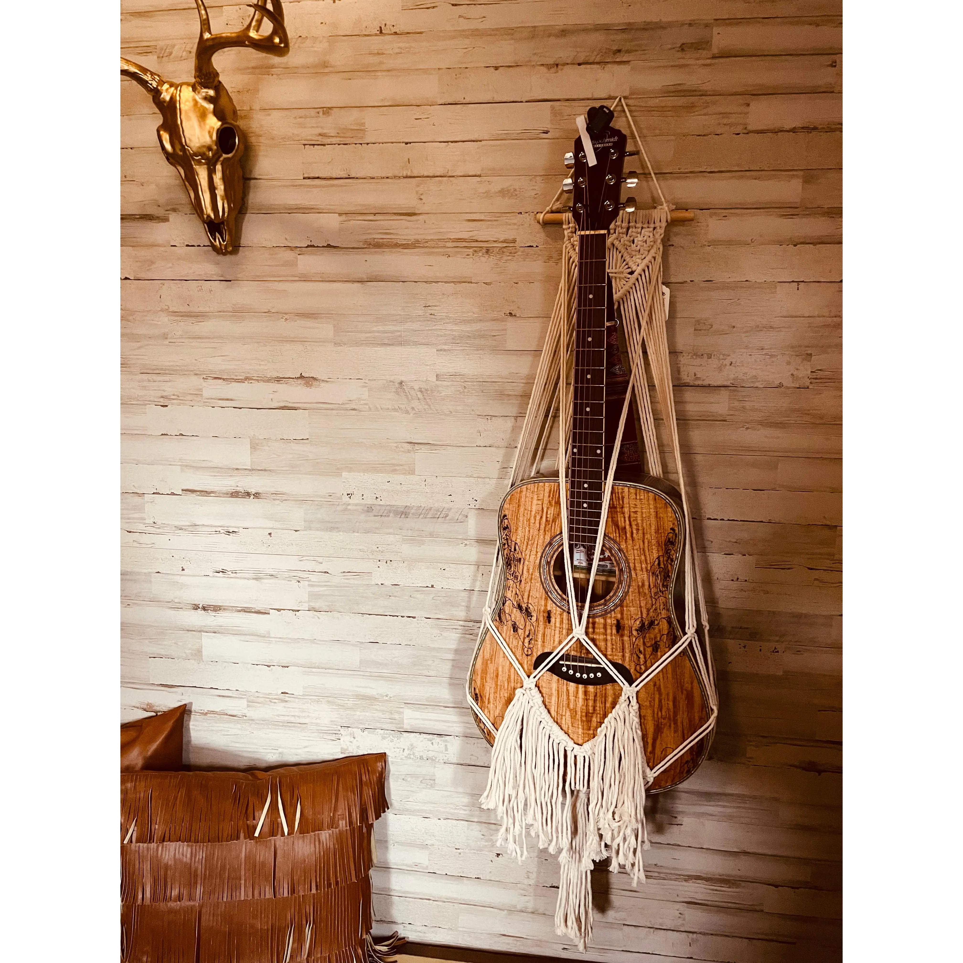 Macrame Guitar Display Wall Hanging Macrame Guitar Display Wall Hanging