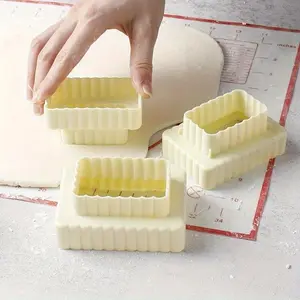 Rectangular Cookie Cutter Set, 3 Counts Non-stick Pastry Cutter, Easy-release Plastic Pastry Cutters for Baking, Decorating, and Molding