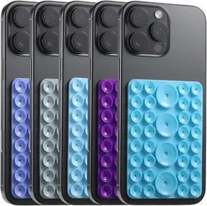 Silicone Octo Suction Buddy Phone Case Mount, Strong Suction Cup Phone Sticky Grip for Selfies and Videos, Hands-Free Phone Accessories for iPhone and Android (Red, 5 Pcs)