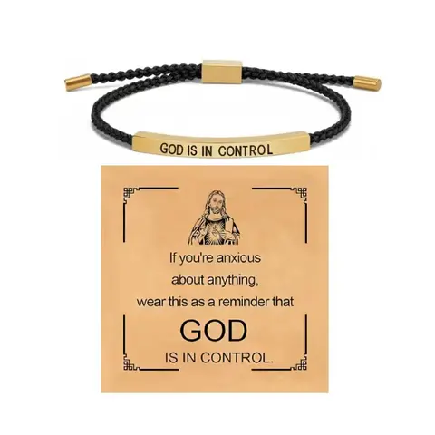 God is in Control Inspiration Bracelet for Summer Travel Unisex Adjustable Bracelets Pack, Handmade Braided Christian Bracelet with Motivational Message Card In Variety Colors, Christian Faith Gift Inspirational Jewelry