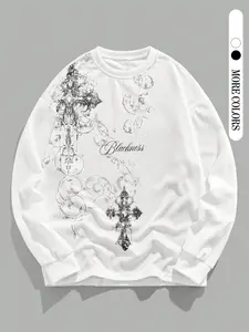 Men's Waffle Knit Round Neck Sweatshirt, Loose Fit Long Sleeve Pullover, Casual Fashion for All Seasons, Comfortable Basic Style Knitwear