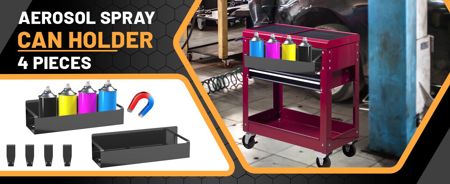 2 Pcs Magnetic Spray Can Holder,with 2 Pcs Small Hooks Wall Mounted Spray Bottle Rack Magnet Toolbox Holder Rack for Garage and Home, Craft Workspace(COLOR:Black)