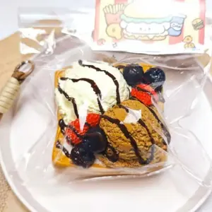 Yellow Ice Cream Waffle Squeeze Toy, Kawaii Squishies, Soft Slow Bounce Sensory Toy, Ventilation Relaxation Tool, Durable Unique Design, Adult Essential Gift