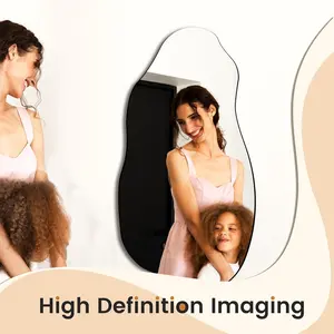 TRAHOME 32'' x 18'' Irregular Asymmetrical Wall Mirror for Living Room Bathroom Entryway, Modern Decorative Mirror Hanging