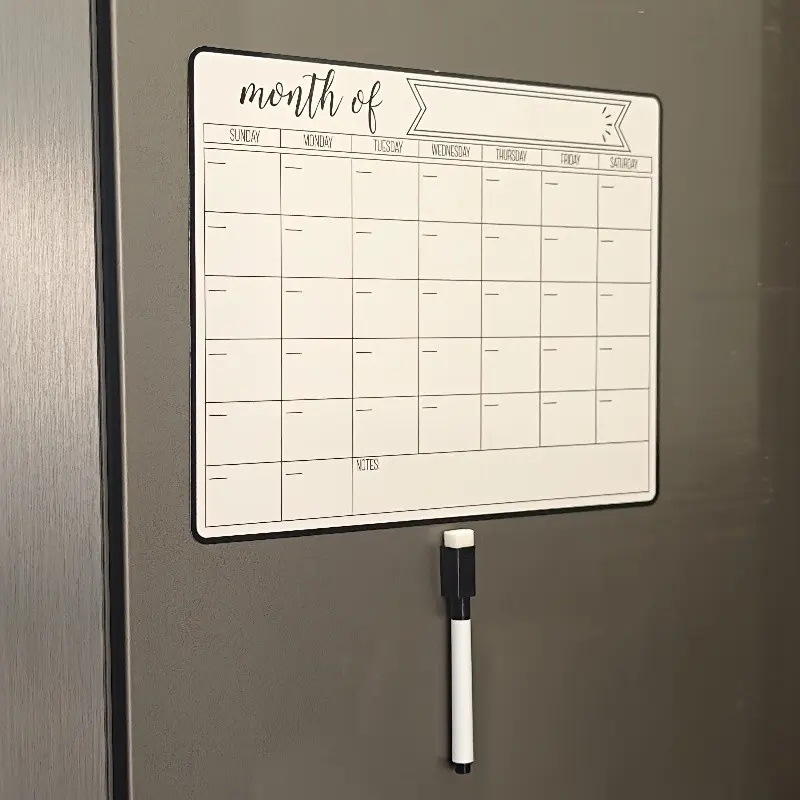 Magnetic Refrigerator Calendar Set, Reusable Kitchen Whiteboard, Magnetic Marker Pen, Blackboard Eraser, Monthly Weekly Planner, Weekly Fridge Calendar, Calendars Planners, Magnetic Calendar For Refrigerator