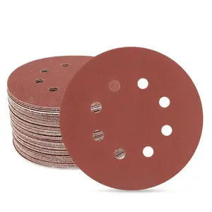 5 Inch 8 Hole Sanding Discs Hook and Loop, 50 count 240 Grit Round Sand Paper Disc, Aluminum Oxide Sandpaper Pads for Random Orbital Sander