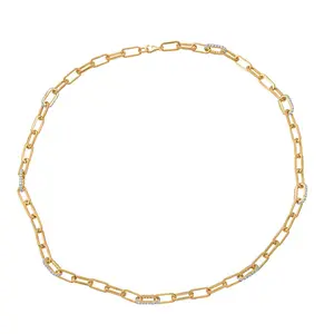 Luxuriant Lab Grown Diamond GH SI 2.10 ctw Paper Clip Chain Necklace in 18K Vermeil Yellow Gold Over Sterling Silver 18 Inches Christmas Gifts
