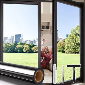 One Way Privacy Window Film with 3 Tools, Reflective Mirror Home Window Tint See Out Not in Sun Blocking Window Security Clings Self-Adhesive Daytime Privacy House Window Cover,17.5x78.7in