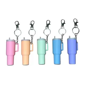 Tumbler ChapStick Holders Tumbler-style Keychain in Pastel Colors Pink Peach Mint Baby Blue Lavender Glow in the Dark Lids Clip-on Design with Mini Handle & Silver Keyring  First  Day of School Gift Bags