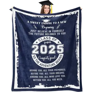 Class of 2025 2026 Graduation Blanket – Thoughtful Gift for Him or Her | Cozy Fuzzy Plush Comfy Flannel Throw Blankets Perfect for High School, College, Masters or PhD Graduates