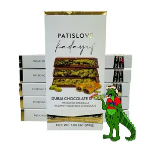 Patislove Kadayif Dubai Chocolate Style: Pistachio Cream and Kadayif Filled Milk Chocolate