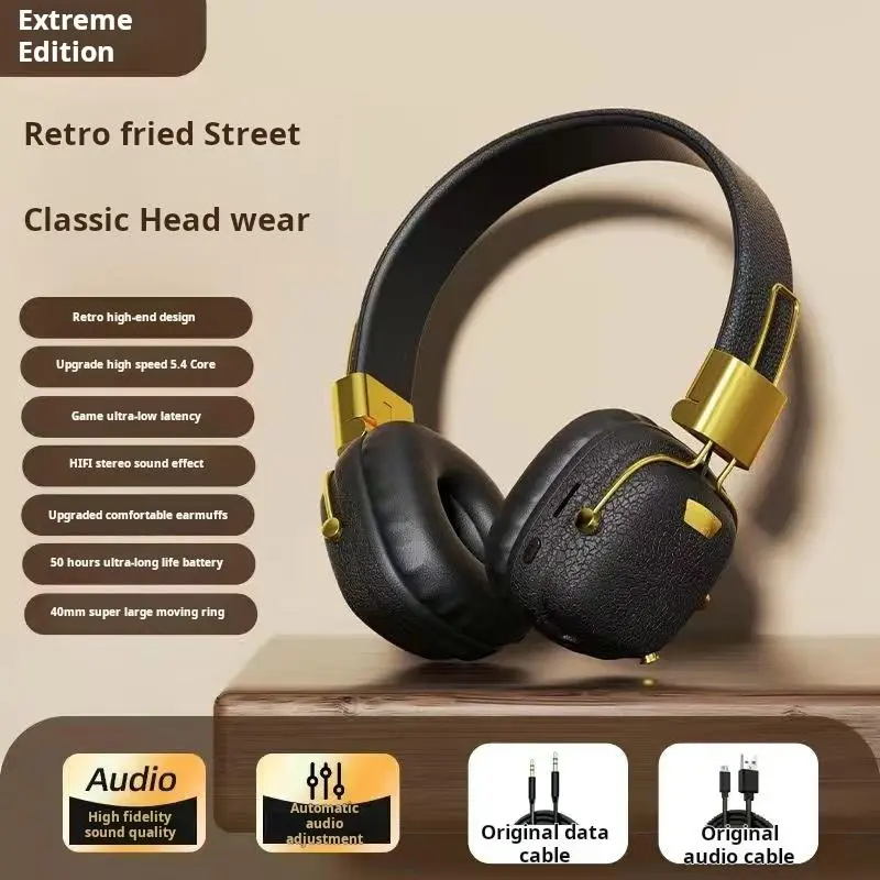 Vintage Retro Headphones - Audio Accessory with Versatile Adaptability for Smartphones & Electronic Devices