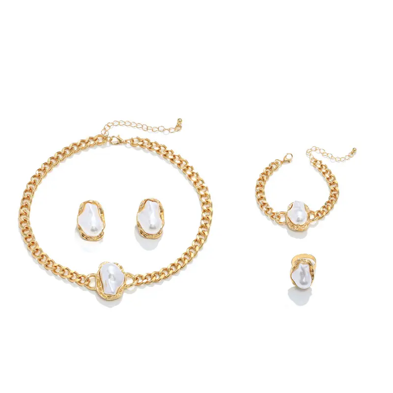 Necklace + bracelet + earrings + ring