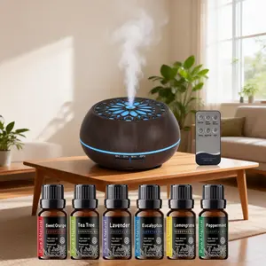 550ml Large-Capacity Essential Oil Diffuser | Remote Control + 6 Essential Oil Blends Included | 7-Color LED Lights & Auto Shut-Off | Ideal for Home, Office and Spa