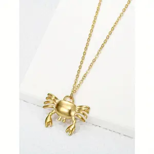 1pc Fashionable Crab Women's Pendant Necklace, Stainless Steel Necklace, Sweet Casual Style Necklace, Birthday Gift for Girlfriend and Best Friend