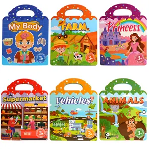 Hatwoo 6 Pack Reusable Sticker Books, Different Theme Sticker Book, Educational Learning Toy to Boost Focus & Logic Thinking, Interaction Game During Car/Train/Airplane Trips, Birthday Gift