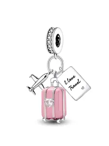 Travel Themed Charms, Fashionable Heart & Insect & Butterfly Design Pendant Charms for Bracelet & Necklace, DIY Jewelry Making Accessories for Women, Love Heart Charm