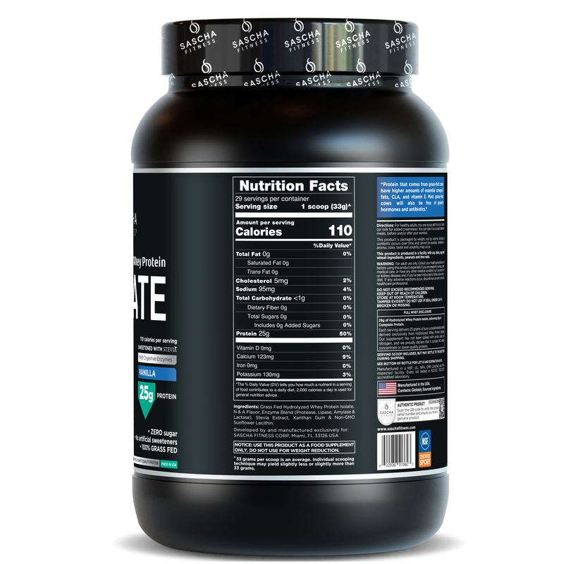 SASCHA FITNESS Hydrolyzed Whey Protein Isolate | Vanilla