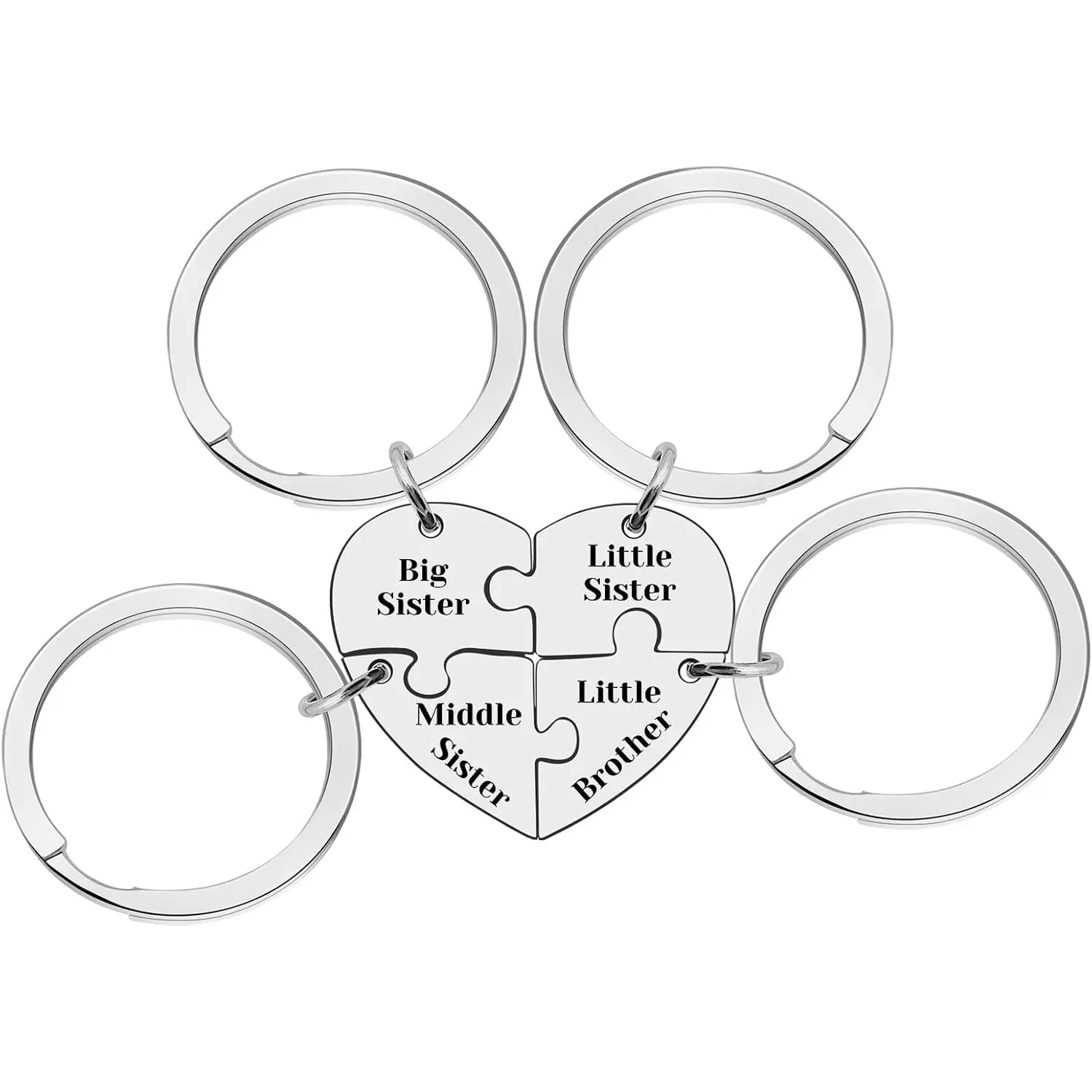 Sister and Brother Gifts Keychain 4pcs for Big Middle Little Sister Little Brother Matching Keychain Set Christmas Birthday Gift Sibling Gifts for Sisters Brothers