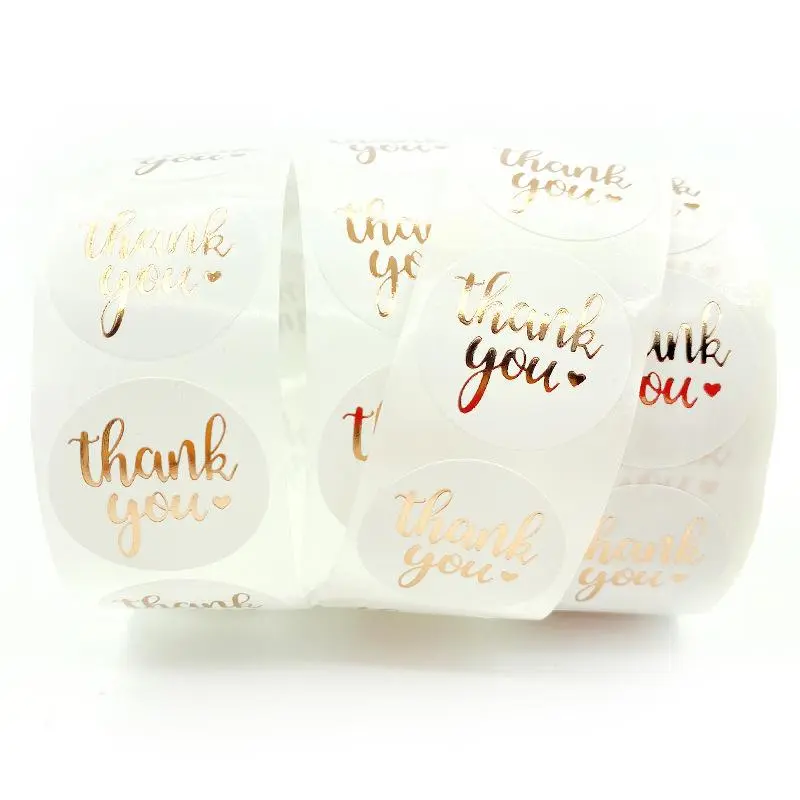 Thank You Lettering Sticker (500pcs/roll), Self Adhesive Decorative Sticker, DIY Decals for Gift Greeting Card Water Bottle Laptop Phone, Decoration Sticker, Adhesive Stickers
