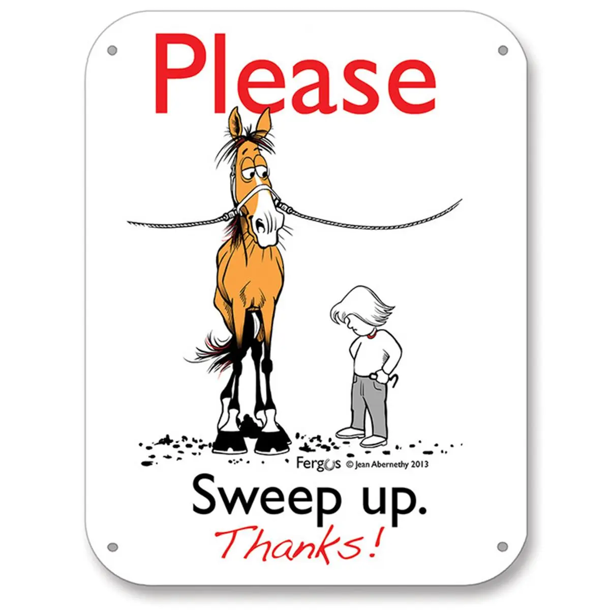 212 MAIN Fergus Sweep Up Barn Sign - Equine Theme Wall Plaque, Outdoor Equestrian Leisure Decor