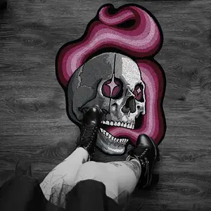 Halloween Skeleton Soft Velvet Area Rug, Irregular Shape Living Room Carpet, Washable Bedroom Mat, Home Decor Sofa Coffee Table Pad, Decorative Rug, Fluffy Bedroom Rug