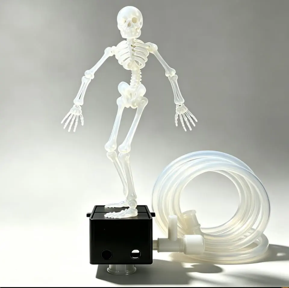2PCS Dancing Skeleton Aquarium Bubbler, Fish Tank Decor Ornament with 1m Air Hose, Adjustable Bubbles, Safe Resin, Funny Gift for Fish Lovers