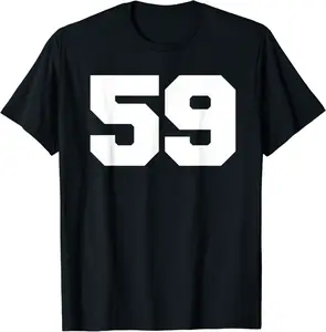 Number 59 Sports Jersey Player #59 Fan FRONT Print Varsity T-Shirt - Katiegood Shop XZ9B07YD4FMB4