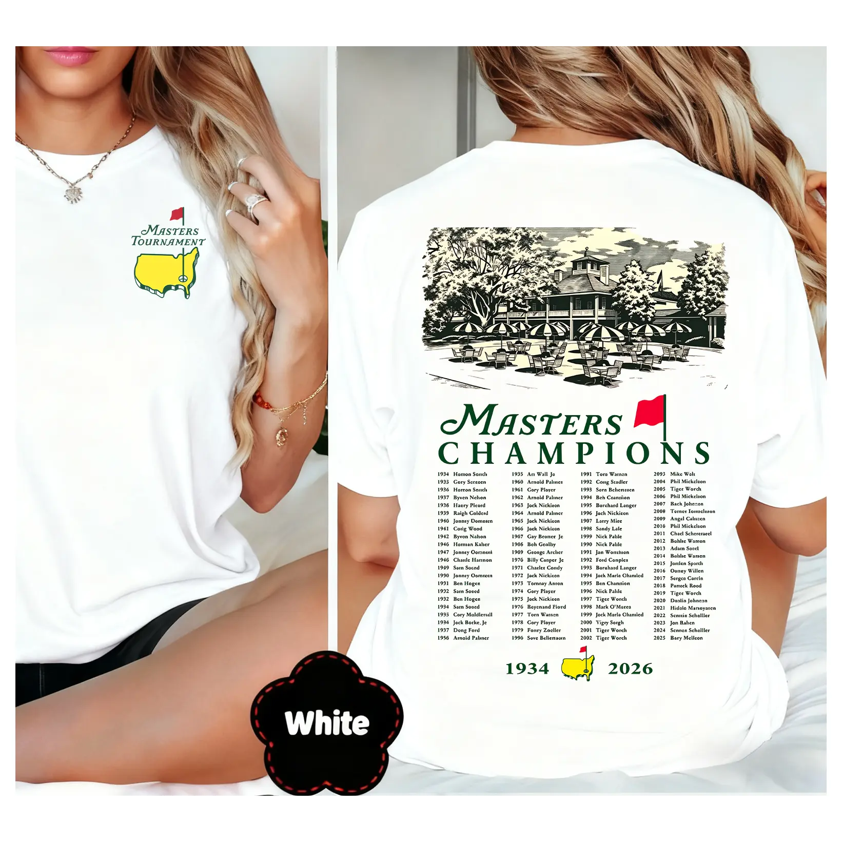 Masters Augusta National Golf Course 1943 - 2026 Unisex T-shirt, 2 Sides Masters Tournament T-Shirt, Augusta 1934–2026 Tee, Golf Champion Shirt for Golf Lover