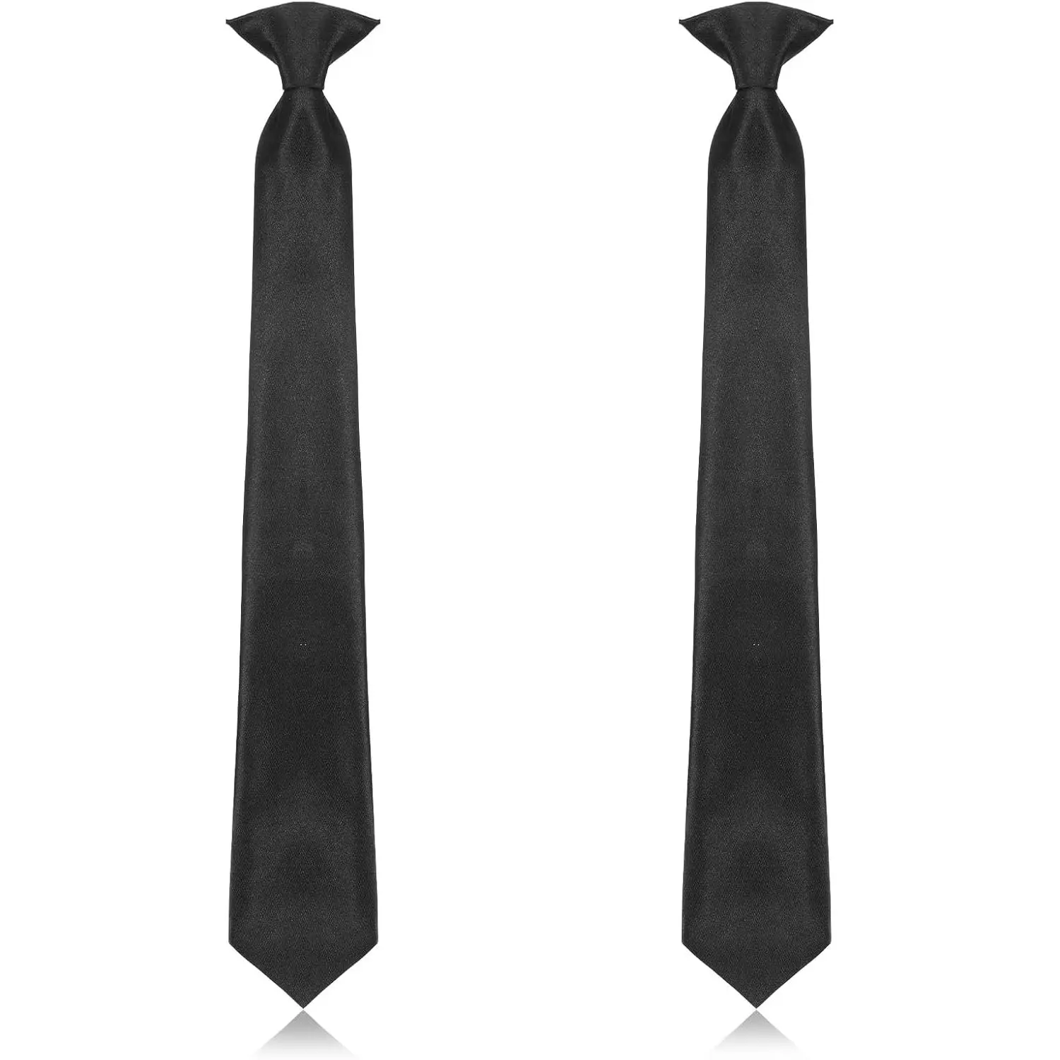 2 Pcs Black Clip on Ties for Men, Clip on Tie Black Tie Pre-Tied Necktie for Wedding Office Halloween Suit Uniforms (Black, 18 Inches)