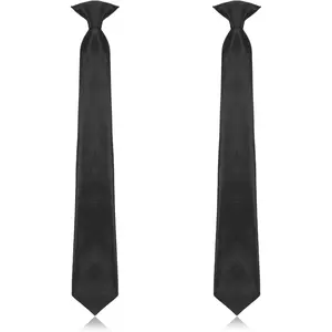 2 Pcs Black Clip on Ties for Men, Clip on Tie Black Tie Pre-Tied Necktie for Wedding Office Halloween Suit Uniforms (Black, 18 Inches)
