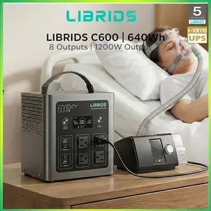 LIBRIDS Portable Power Station C600, 640Wh LiFePO4 Battery, 600W (Peak 1200W) Solar Generator, 1.5H Fast Charge, 10ms UPS, 8 Ports(4 AC) for Camping, Home Backup & Outages
