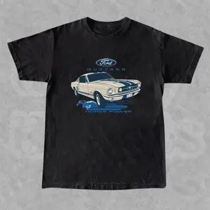 Ford Mustang Classic Car T-Shirt, Retro Muscle Car Graphic Tee, Horsepower, Unisex Automotive Apparel, Car Enthusiast Gift, Vintage Loo Graphic Tee, Shortsleeve, basic tops, Fabric Cotton, Women's Top, Menswear Top, Gifs, Streetwear