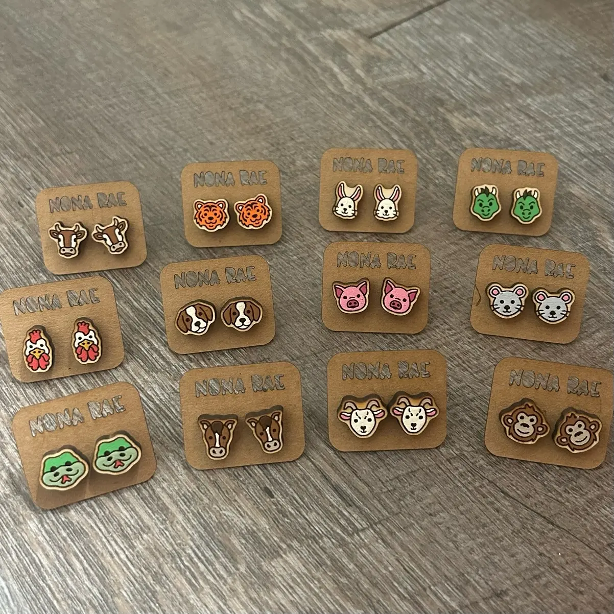 Zodiac Animal Earrings - Chinese New Year - Laser Cut Wood Earrings