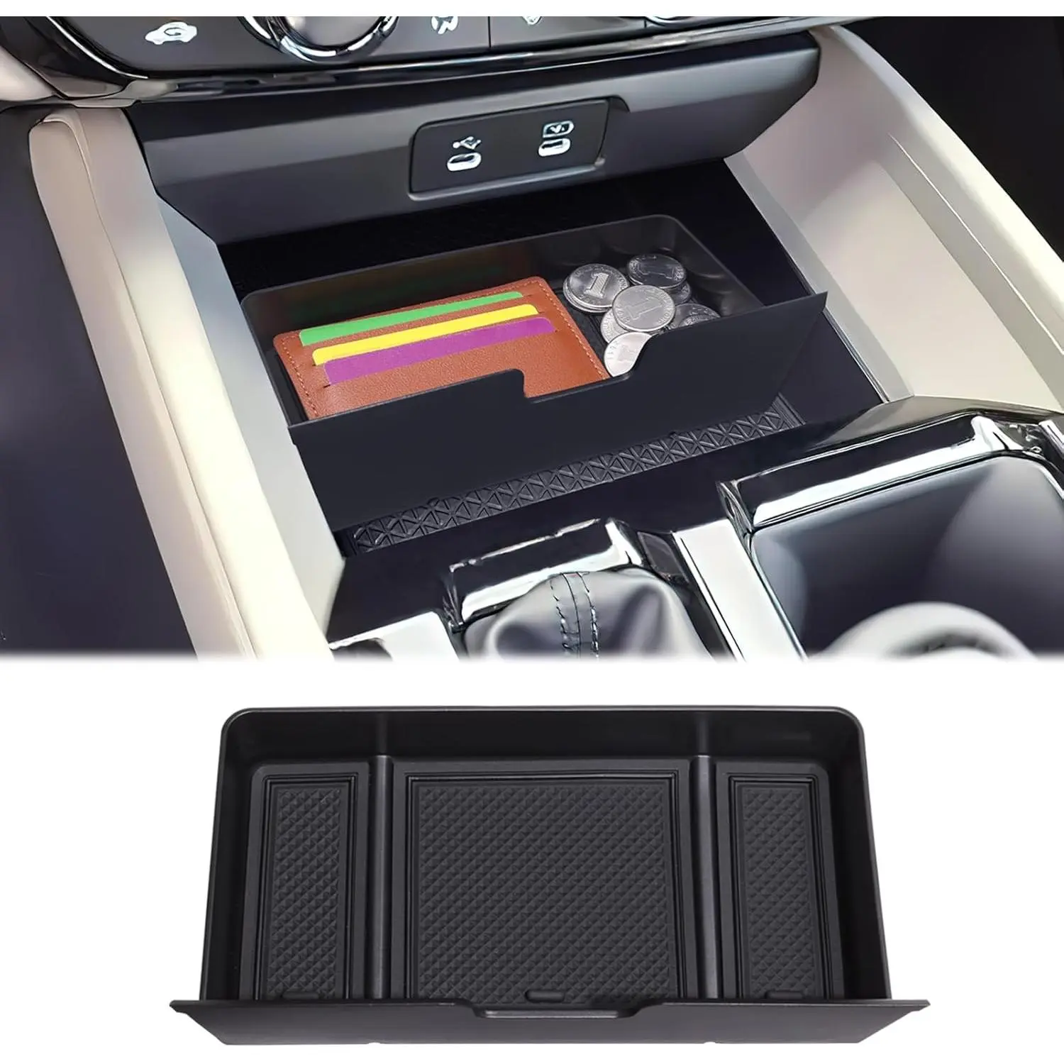 Plastic Vehicle Specific Fit Center Console Drawer Tray for 2023-2026 Honda Accord, ABS Insert Storage Box with Non-Slip Mat, Hidden Compartment, Car Interior Charging Cable Organizer