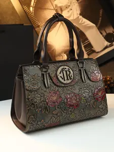 Vintage Floral Embossed Pu Leather Handbag for Women, Elegant Fashion Handbag, Large Capacity Commuter Crossbody Bag, Versatile Shoulder Bag for Moms, Stylish Everyday Accessory