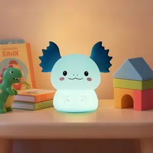 Axolotl Silicone Night Light for Kids - 7 Color Changing Touch Lamp with 3 Brightness Levels, Rechargeable Bedside Lamp for Toddler Bedroom, Cute Animal Nightlight Gift for Boys Girls 2020 resin pyramid