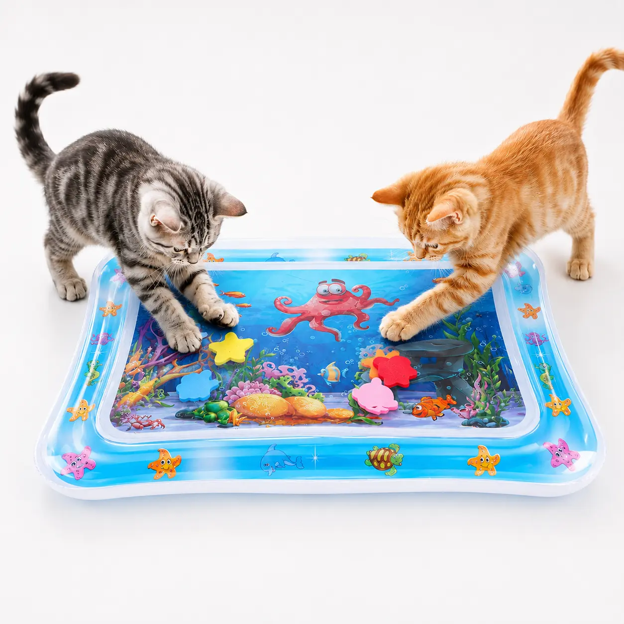 【PIPA】Cat Water Mat for Indoor Cats and Kittens, Thickened PVC Interactive Cooling Pad, Quiet Water Play Toy with Floating Patterns, Foldable Leak-Resistant Cat Enrichment Mat