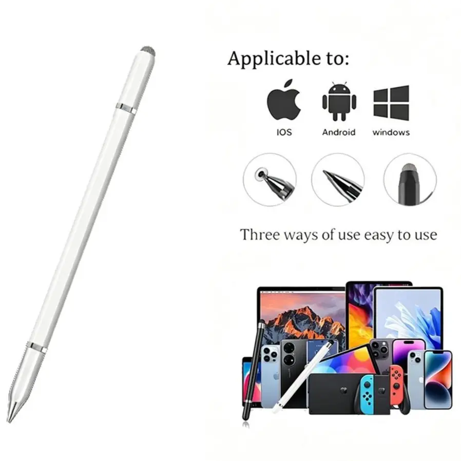 3-in-1 Universal Stylus Pen for Touch Screens, High Precision Magnetic Digital Active Stylus Smart Pencil Compatible with iPad, iPhone, Android, Microsoft Tablets & Cell Phones for Drawing and Note Taking