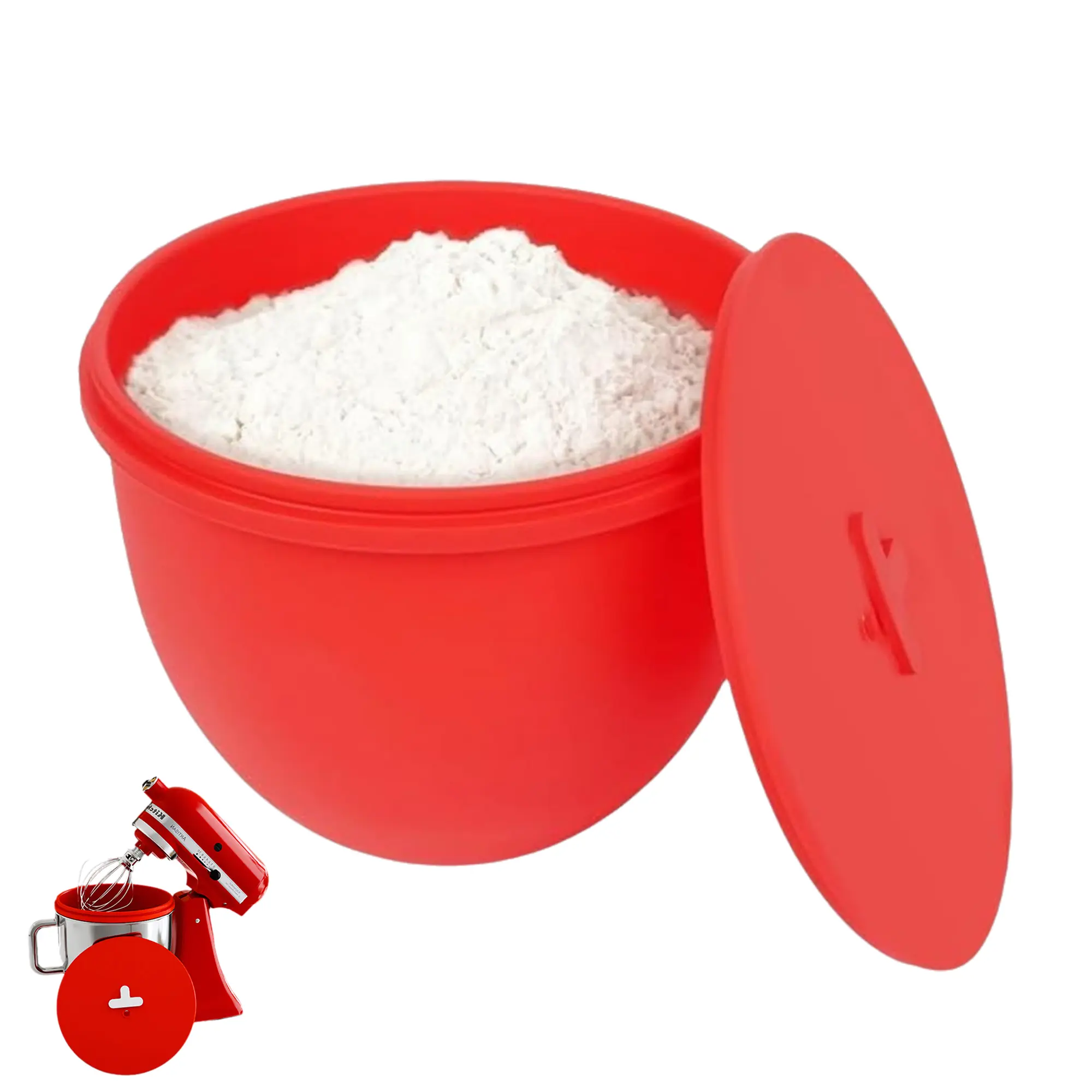 Silicone Liners for KitchenAid 5QT Mixer | Mixer Attachments & Accessories | Bowl Lid with Air Valve | Reusable & Dishwasher Safe