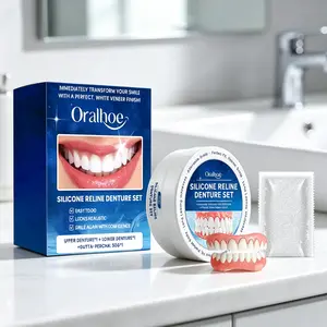 Silicone Denture Set Upper & Lower – White Veneer Finish, Easy DIY Reline Kit with Gutta-Percha 50g | Oralhoe