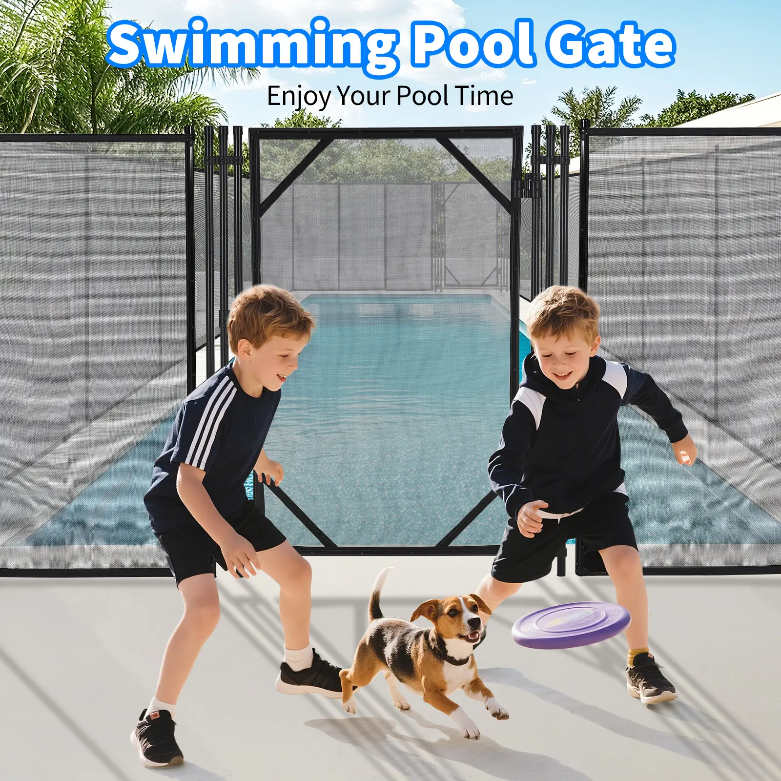 Child Safety Pool Fence Mesh – 340GSM Durable PVC Fabric, Removable Design with Easy DIY Setup, Secure Barrier for Inground Pools – Black, 2.5x4FT