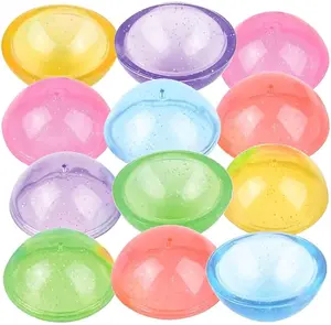 Jumbo Glitter Poppers, Set of 10, Pop-Up Half Ball Toys in Assorted Glittery Colors, Old School Retro 90s Toys for Kids, Birthday Party Favors, Goodie Bag Fillers for Boys and Girls