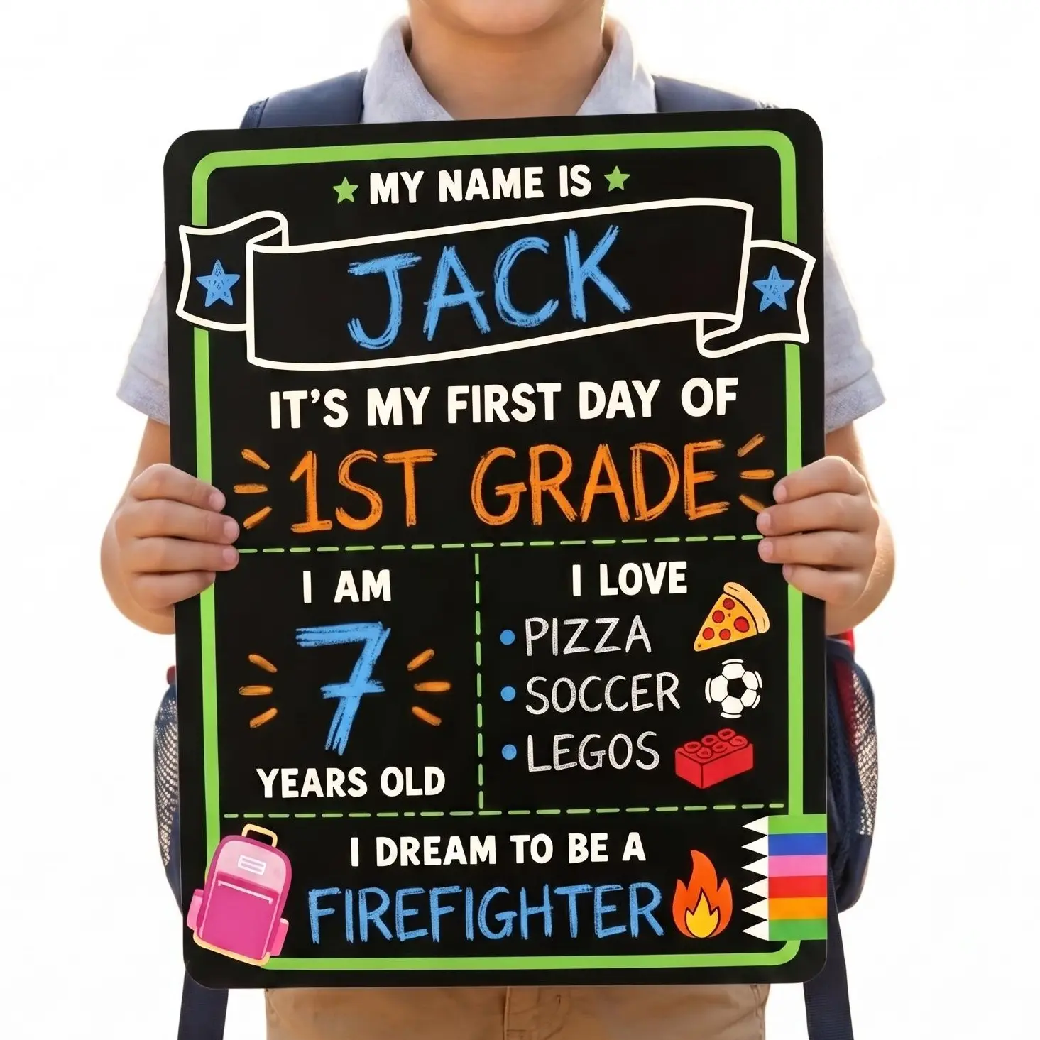 First Day of School Sign Reusable Chalkboard | First & Last Day Photo Board for Kids | Back to School Memory Sign | Photo Prop to Record Memories for Kids