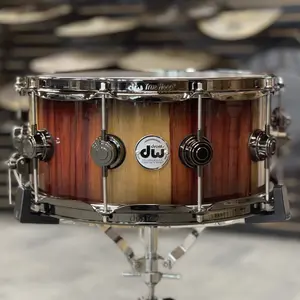 DW Collector's 14x6.5" PurpleCore Cherry Snare Drum | Candy Black Burst over Striped Padouk | Black Nickel Hardware