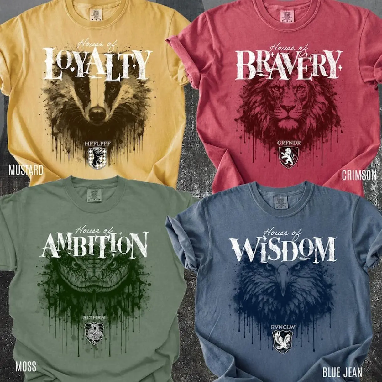 Wizard House Virtues Shirt, Bravery Wisdom Loyalty Ambition Tee, Magical Academia Comfort Colors Shirt, Fantasy Fan Gift