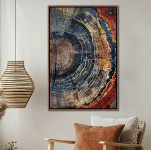Tree Ring Wall Art - Abstract Colorful Tree Ring Wall Decor, Minimalist Home Modern Farmhouse Living Room